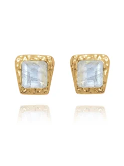 Cauti o Pereche de Cercei Deosebiti cu Pietre Naturale? Descopera Colectia MANGATA Cercei Stud Pietre Rainbow Moonstone Placati Aur 18K