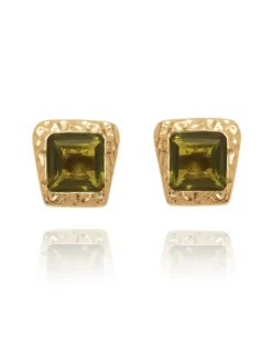 Cauti o Pereche de Cercei Deosebiti cu Pietre Naturale? Descopera Colectia MANGATA Cercei Stud Pietre Turmalina Verde Placati Aur 18K