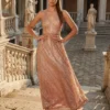 Cauti o Rochie de Ocazie Deosebita? Descopera Colectia Mangata Extravagant ROCHIE Eleganta Lunga Paiete Aurie ROCHII Ocazie Lux MANGATA