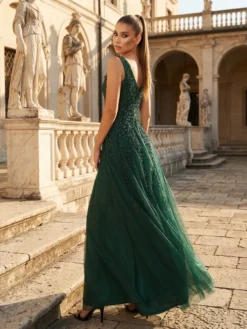 Alternative view of Rochie de Seara Elegantă Paiete Verzi Izara