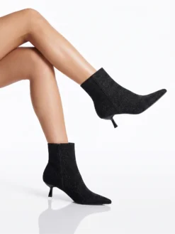 Cauti Botine in Trend Deosebite? Descopera Online Colectia Mangata Botine Menbur Negre Lame Elegante Toc Mic Vanisha MANGATA, Livrare Rapidă
