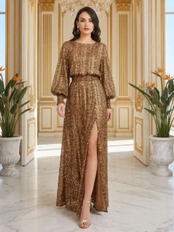 Rochie Lungă de Seară Despicată Leopard