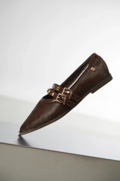 Cauti Balerini din Piele Naturala Deosebiti? Descopera Online Colectia MANAGATA, Balerini Top3 Maro Piele Naturală Ponei, Livrare Rapida