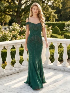 Rochie Lungă de Ocazie Verde Brigitte