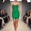 Comandă rochia midi bandage verde, perfectă pentru club sau ocazii. Material modelator care sculptează silueta și detalii cu cristale. Livrare rapidă!