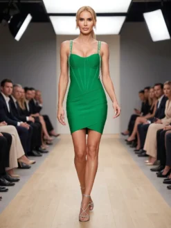 Comandă rochia midi bandage verde, perfectă pentru club sau ocazii. Material modelator care sculptează silueta și detalii cu cristale. Livrare rapidă!
