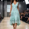 Cauti o Rochie de Ocazie Speciala? Descopera Colectia Mangata.ro Rochie Seară Lunga Verde Dantela Asimetrica Decolteu MANGATA