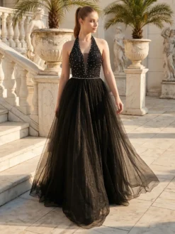 Cauti o Rochie Lunga de Ocazie Deosebita? Descopera Colectia Noua Rochie Lunga Eleganta Ocazie Neagră Nașă Decolteu MANGATA