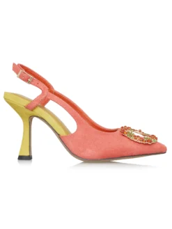 Cauti Sandale de Seara Deosebite? Descopera Online Colectia Noua Sandale Menbur Elegante Coral Galben Catifea | MANGATA, Livrare Rapida