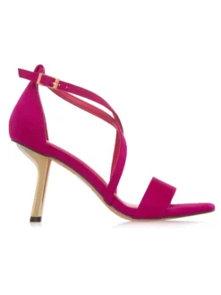 Adaugă o pată de culoare ținutei tale cu sandalele fucsia Menbur SS. Design elegant cu toc auriu metalizat și barete fine. Perfecte pentru ocazii speciale.