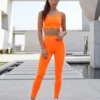Cauti un Trening Portocaliu Deosebit? Descopera si Comanda Online | Trening de Dama Sport Portocaliu Neon Casual Bumbac MANGATA