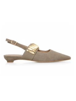 Descoperă noile colectii casual moderne pe Mangata.ro. Sandale Top3 Taupe din Piele Întoarsă cu Accesorii Aurii Mangata, Livare rapidă