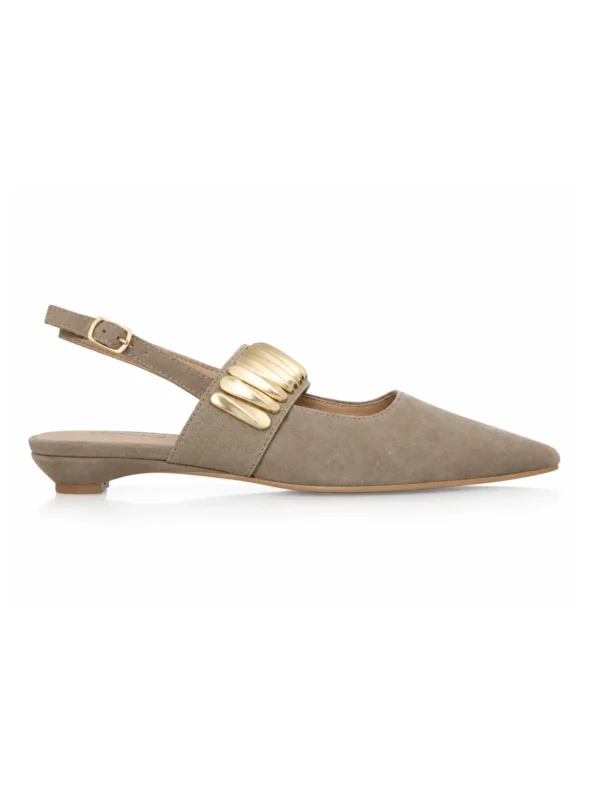Descoperă noile colectii casual moderne pe Mangata.ro. Sandale Top3 Taupe din Piele Întoarsă cu Accesorii Aurii Mangata, Livare rapidă