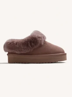 Saboți Gioseppo Taupe din Piele Întoarsă cu Platformă